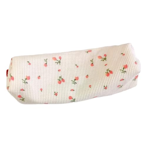 Image of Pink Women Fresh Style Pencil Bag Flower Floral Canvas Large Pen Pencil Pouch Bag Pencil Case Pen Holder Coin Pouch, Simple Cosmetic Storage Bags Makeup Bag Office, Pen, Pencil and Marker Cases