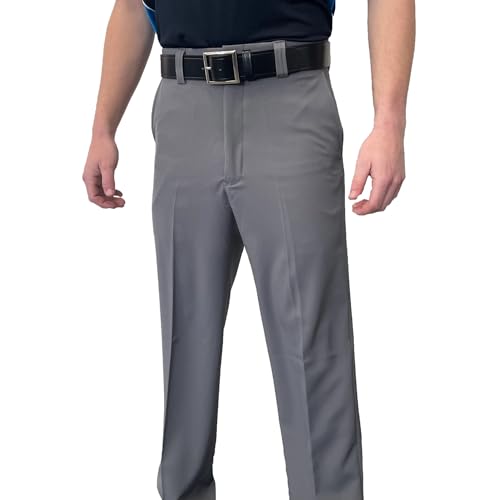 Smitty | BB-S357 | 4-Way Stretch Flat Front Combo Pants Expander Waistband Slash Pockets Baseball Softball Umpire Grey (Heather Grey, 44)