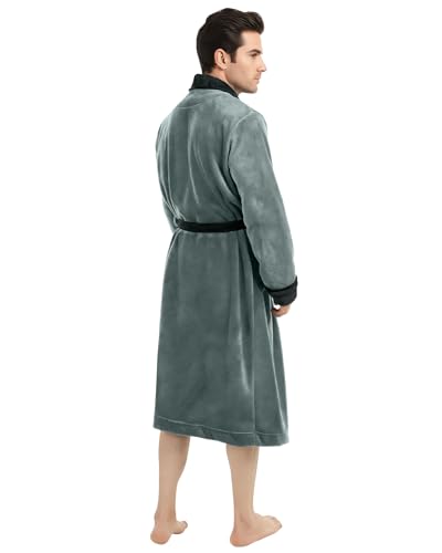 NY Threads Luxurious Men's Shawl Collar Fleece Bathrobe Spa Robe