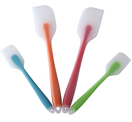 HiramWare Lot de 4 spatules en silicone – Spatule flexible résistante à la chaleur 450F avec noyau en acier inoxydable – Ustensiles de cuisine de qualité alimentaire de qualité supérieure – Sans