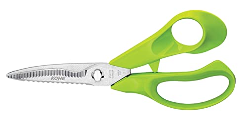 Image of KOHE 5 in 1 Multi - Purpose Stainless Steel Detachable Kitchen Scissors with 1 Standard Non Serrated Classic Kitchen Knife | Kitchen Knife Set