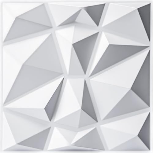 Decorative 3D Wall Panels in Matte White Color Modern Diamond Wall Panels for Interior Wall Decor Size 30 x 30 cm Pack of 16