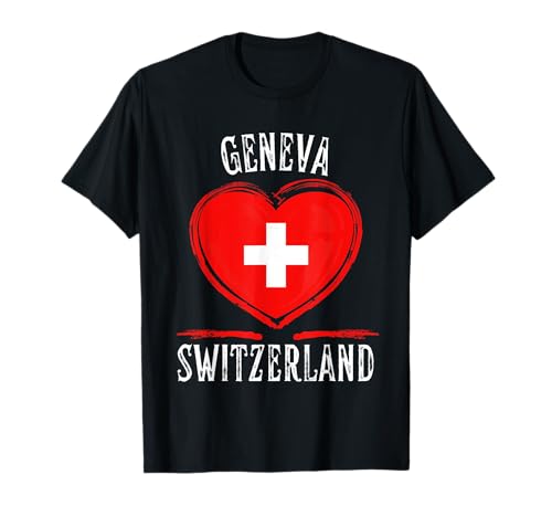 Switzerland Flag Heart Geneva City Camiseta