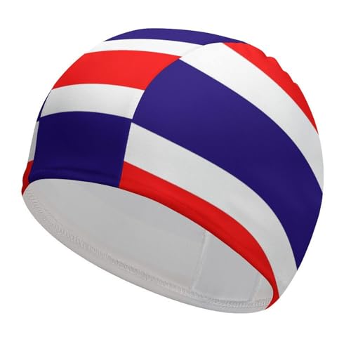 Gorro de Natación para Hombres Mujeres, Gorro de Natación Unisex para Adultos, Gorro de Natación De Tela Elástica con La Bandera De Tailandia, Gorro De Baño De Poliéster Ligero Cómodo De Tailandia