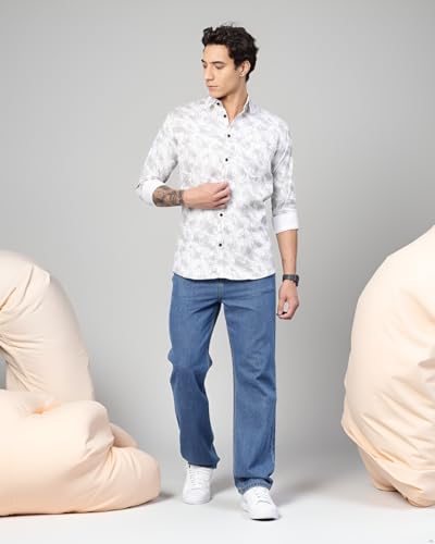 Image of Majestic Man Printed Pure Cotton Slim Fit Casual Shirt