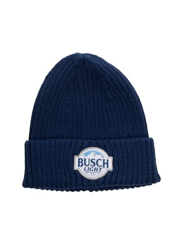 Busch Light Mountain Logo Heavy Ribbed Roll Up Beanie - Navy