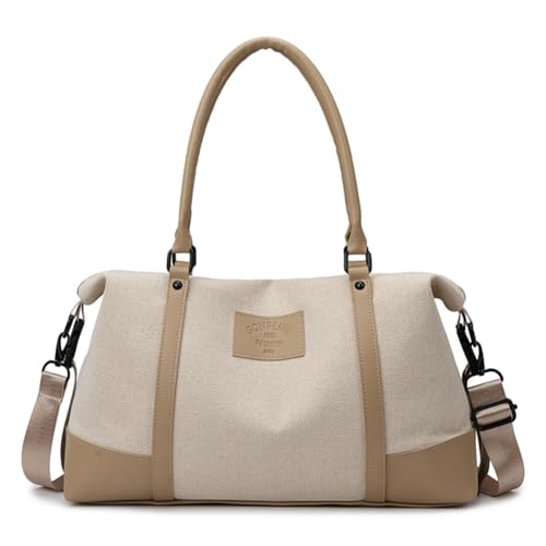 Travel Duffel Bag Shoulder Weekender Overnight Bag Sports Tote Gym Bag For Women Khaki