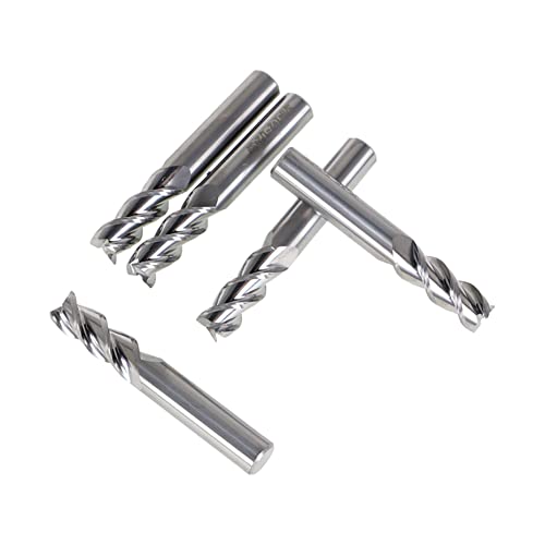 Image of kimllier 5Pcs 3 /8 Inch 3 Flute 45 Degree Helix Alu-Power Carbide Square High Speed End Mill Set