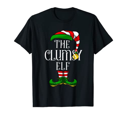 Clumsy Elf Family Matching Christmas Group Funny Pajama Maglietta