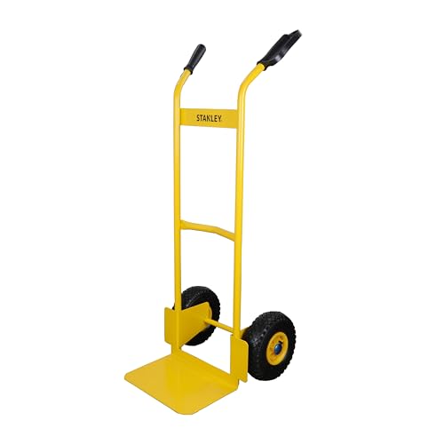 Image of STANLEY SXWT-HT522 Steel Handtruck, 200kg Load Capacity, Ergonomic Handle & Inbuilt Hand Grip with Knuckle Protection, Ideal for Moving Heavy Loads, Boxes & Furniture, Dimensions: 52x49x119 cm