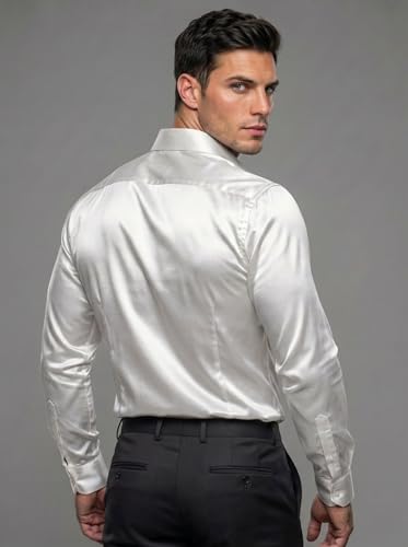 Image of Diverse Men's Satin Casual Shirt | Premium Solid Poly Satin | Wrinkle-Free, Full Sleeve Regular Fit Office, Business Wear