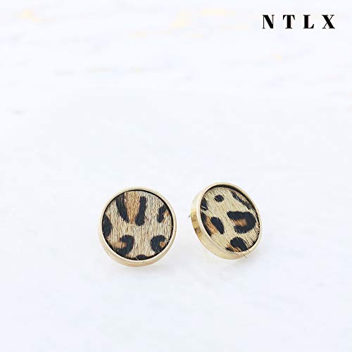 Animal Print Stud Earrings for Women – Leopard, Jaguar, Zebra, Snakeskin – Genuine Leather – Round, Oval, Teardrop - Fashion Statement Earrings - Gift Box Included4