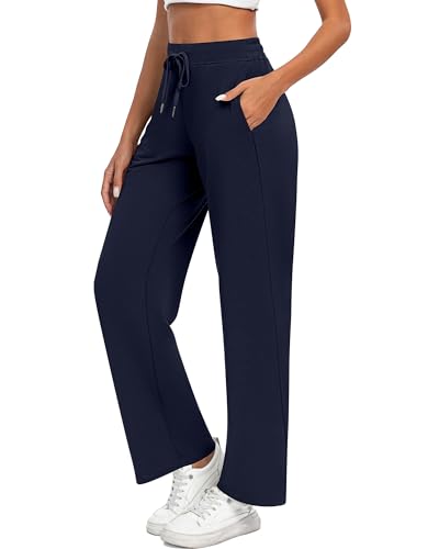 2 Pack Women Sweatpants Drawstring Waist Loose Yoga Baggy Joggers Casual Wide Leg Pants with Pockets2