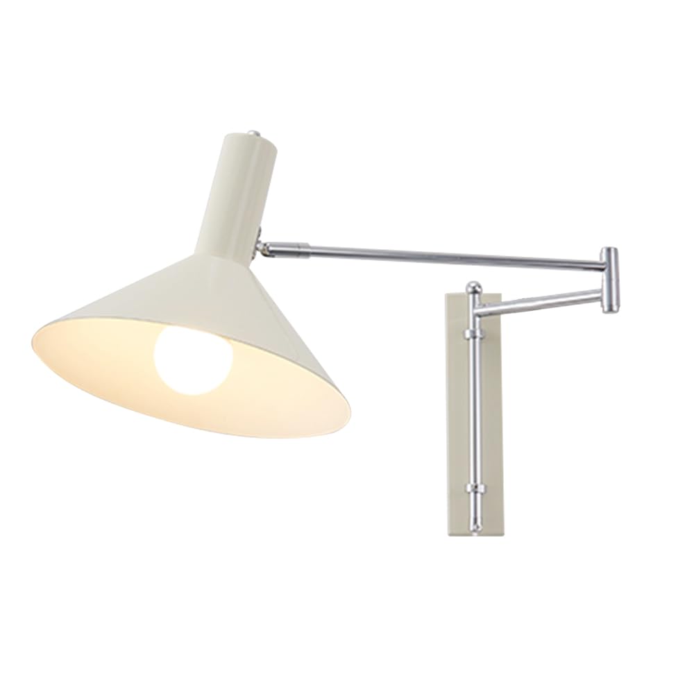 STUIJKVSZ Bauhaus Sconces Swing Arm Wall Sconce Chrome Industrial Lamp Adjustable Beside Reading Light Flexible Vintage Metal Lighting Fixture for Bedroom Living Room, E27/Wit