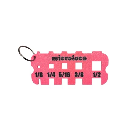 Microlocs Sizing Tool for Locs — Hair Measuring Tool with Imperial + Metric Ruler, Three Measurement Methods, Finger Grips & Keyring (Purple)
