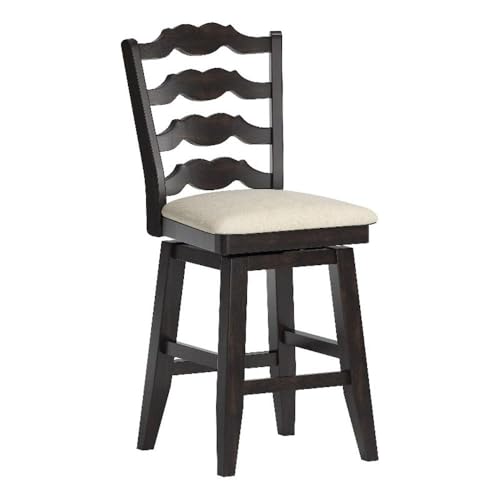 Inspire Q French Ladder Back Counter Height Wood Swivel Stool