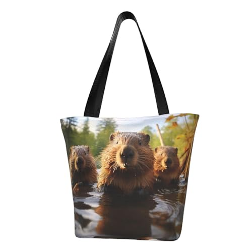 beaver working1 Print Comfortable Shoulder Bag Summer HandbagTravel Beach Work Daily Use Versatile Carry
