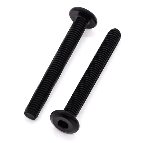 Glvaner M6-1.0 x 70mm Stainless Steel Binding Screws, 304 Stainless Steel 18-8, Black Coated, Flat Socket Cap Head Screws, Full Thread, 10 pcs