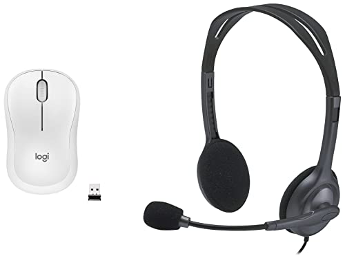 Image of Logitech H111 Wired On Ear Headphones with Mic Black & M221 Wireless Mouse, Silent Buttons, 2.4 GHz with USB Mini Receiver, 1000 DPI Optical Tracking