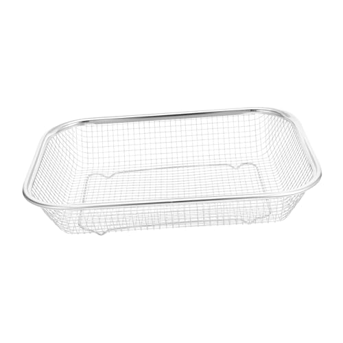 PRETYZOOM ステンレス製加厚長方形フルーツ野菜水切りバスケット 多機能排水収納カゴ 台所用耐久シンプル設計