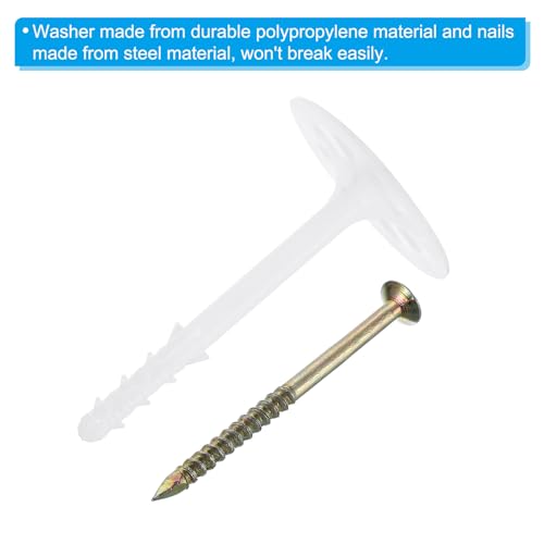 Image of PATIKIL 102mm Perforated Insulation Pins, 30 Pack Insulating Nails Wall Plug Plastic Expansion Bolt for Fixing Foam Boards to Masonry Wall or Ceiling