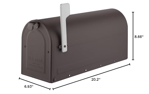 Image of Architectural Mailboxes 7600RZ-10 7600RZ-11 MB1 Post Mount Mailbox with Silver Flag, Rubbed Bronze