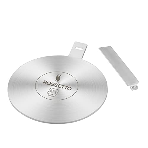 ROSSETTO Adaptateur Induction Disque Plaque Relais Diffusion de Chaleur en Acier Inoxydable avec Poignée Inox Détachable pour Moka Cafetières (20cm) Cover