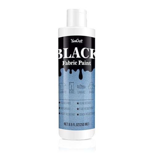 Fabric Paint Black, 8.5oz Fabric Paint for Clothes Permanent, Fabricoat Textile Paint Non-Toxic, Clothing Medium Dye Soft for Fabric Diy Crafts, T-Shirts,...