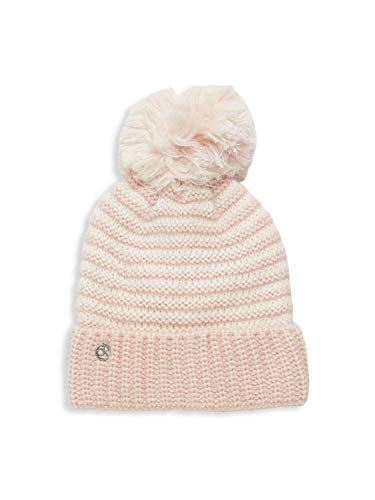 Image of Calvin Klein Women`s 2 Color Stripe Knit Pom Pom Hat