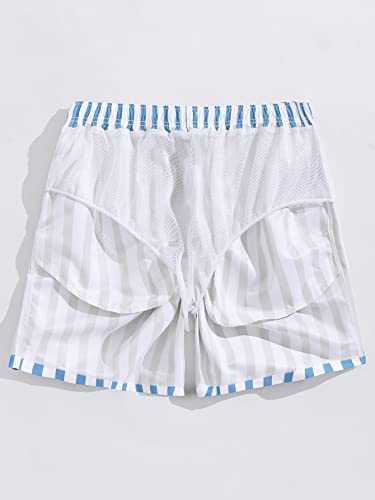 Shenhe Men'S Striped Print Drawstring Waist Workout Gym Track Shorts Swim Trunks Blue Striped S thumb #4
