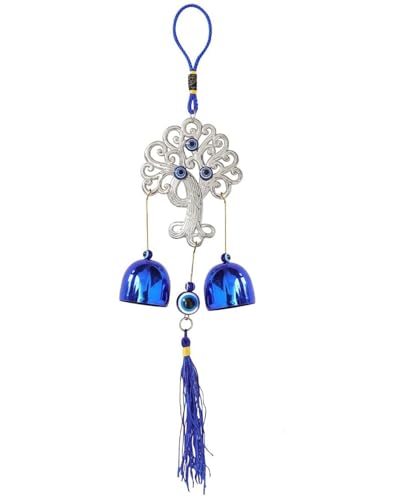 TPZORJX Campane a vento portafortuna, campane a vento,portafortuna per casa,occhio turco, campane Feng Shui con cordino per buona fortuna casa giardino appeso decorazione regalo