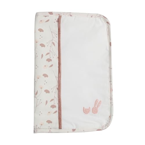 Trois Kilos Sept - Protège Carnet de Santé Pour Bébé - Naissance - 100% Popeline De Coton Organique - Motifs Fleuris - Rose - Blanc - Détails Brodés...
