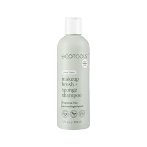 EcoTools Makeup Brush + Sponge Shampoo, Remove Makeup & Impurities From Tools, Sponges, & Puffs, Fragrance-Free Brush Cleanser, No Harsh Chemicals, Vegan, & Cruelty-Free, 8 fl. oz./236 ml. Bottle