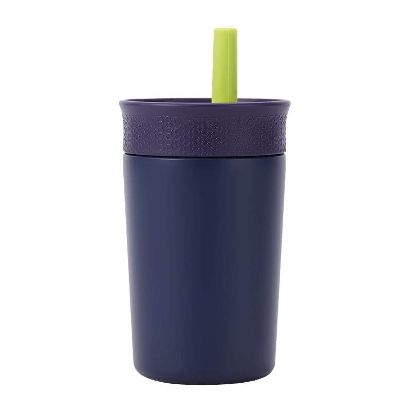 Image of Toddler Water Bottle with Straw, Kids Sipper Cup BPA Free Leak Resistant Drinking Bottle for Preschool, Daycare, Travel & Everyday Use (Dark Blue , 350 ml)