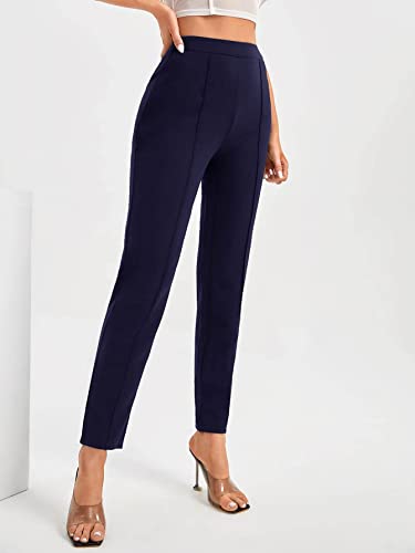 Women's Casual Elastic High Waisted Dress Pants Pleated Business Trousers2