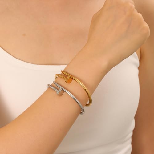 FAFUGA 18 K Gold Plated Double Bangle Bracelet Stack Love Jewelry Set for Women Gift with Box3