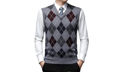 Fall And Winter Men's Sweater Vest V Neck Casual Vintage Sleeveless Knitted Pullover Sweater