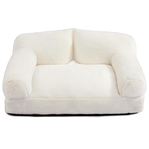 Hollypet Letto per Gatti Letto per Cani di Piccola Taglia, Soffice Divano Lettino in Peluche per Gatti e Cuccioli, Morbido Divano Traspirante Nido per Animali Domestici, Beige