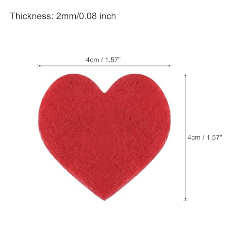 QUARKZMAN Herzförmige Pom Pom Herzen aus Filz für Valentinstag Basteln 4 cm x 4 cm für Dekoration Zuhause Party Kunsthandwerk, Rot, Packung mit 100