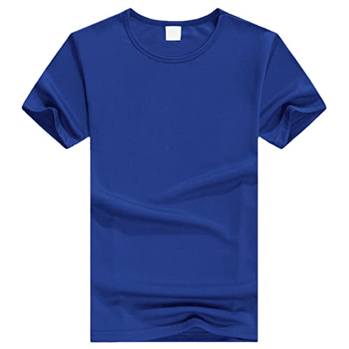 T-shirt d'été fin en coton pour homme saphir L : haut manches courtes léger et respirant