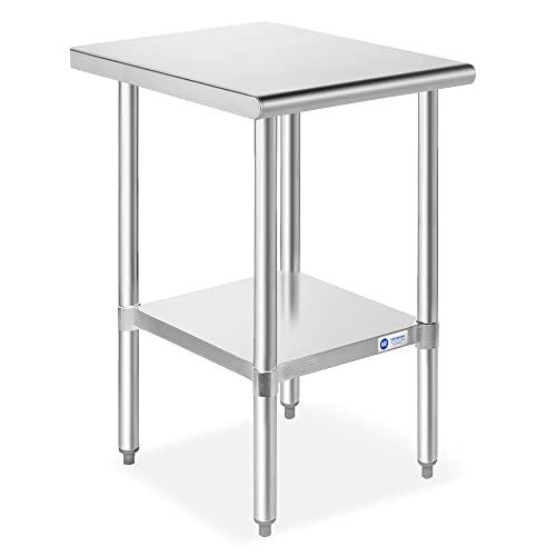 GRIDMANN Stainless Steel Work Table 18 x 30 Inches, NSF Commercial Kitchen Prep Table with Under Shelf for Restaurant and Home