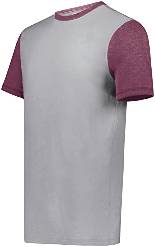 Augusta Sportswear Boys' Youth Gameday Vintage Ringer Tee, Grey Heather/Maroon Heather, Small