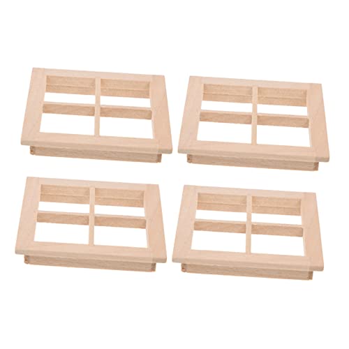 4 fenêtres miniatures de maison de poupée TOYANDONA en bois
