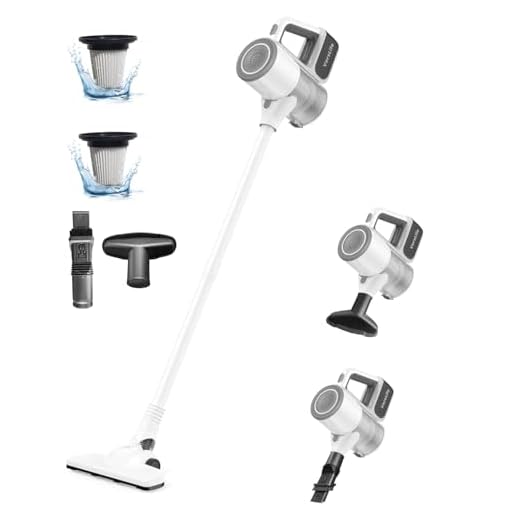 VersLife Aspiradora sin Cable 30kpa S6, Aspirador Escoba sin Cable Potente, Aspirador Inalámbrico para Suelo/Alfombra/Pelos de Animales, sin Bolsa, Potente Aspirador de Mano Eléctrico, Blanco