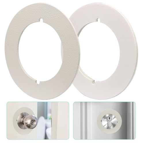 Litoexpe 2 Pcs White Door Knob Plates, Scar Plates Thick Door Handle Covers, Stainless Steel Repair Backplate for Fixing Loose Knobs
