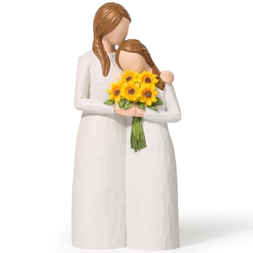 Yuideary Sunflower Mother Daughter Figurines, Gifts for Mom from Daughter, Mother Daughter Gift Hand Painted Figure, Perfect for Mother's Day, Birthday, Thanksgiving and Christmas.