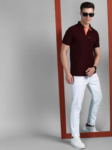 Image of Lux Cozi Men's Regular Fit Polo Neck Half Sleeve Solid Casual T-Shirt with Chest Pocket COZI 2122 BM COF 5XL 2PC