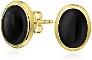 Simple Blue Compressed Blue Turquoise Bezel Set Oval Dome Button Stud Earrings For Women 925 Sterling Silver