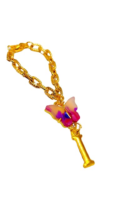 Morel Sturdy Rose Gold Watch Charm of Pink and Purple Butterfly and I Initial Diamond Alphabet Pendant, Watch Charm, Watch Accessories, Giftable for Wife, Sister or Friends Pack of 1 (B0B1PJZPZD) Amazon Price History, Amazon Price Tracker