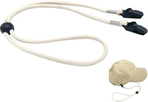 Calkrer 5 stuks verstelbare hoedstraps clips, elastische hoeden met afneembare kinriem. Hoed-houderclip, hoedbandclips voor wind, hoedkoord om te hardlopen, zwart, L